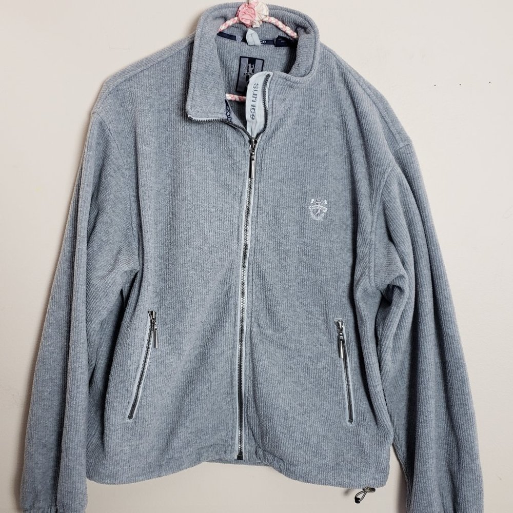 SUNICE ZIP FRONT GRAY SWEATER ADULT SIZE SMALL